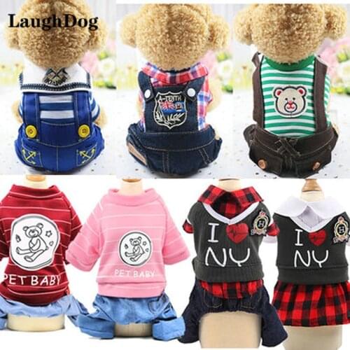 Pet Sailor Suit Dog Jumpsuit Romper Costume Overalls For Small Dogs Cats Coat Jacket Chihuahua Yorkshire Sailor Overalls Puppy