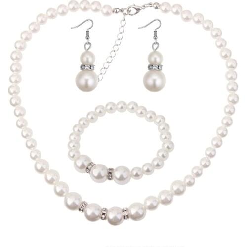 Trendy Big Simulated Pearl Necklace Jewelry Fashion African Beads India Jewellry Sets For Women