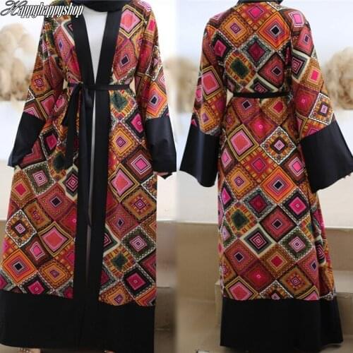 Fashion Women Muslim Kimono Sleeve Robe Long Cardigan Coat Islamic Hijab Abaya Kaftan Maxi Gown Turkish Tunic Caftan With Belt