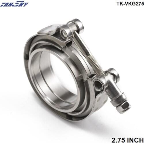 New 2.75" Inch Turbo Exhaust Down Pipe Stainless V-Band Clamp Kit with 2 Flange TK-VKG275
