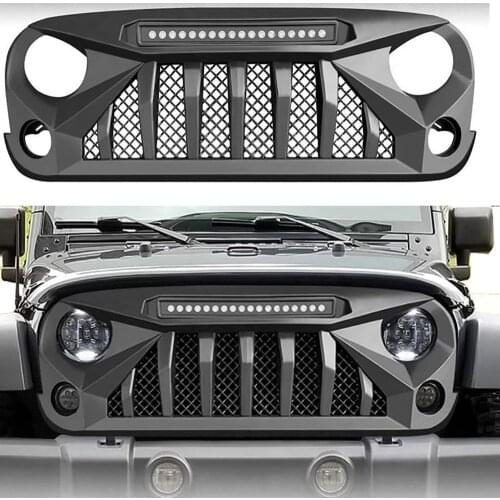 Front Racing Grill Bumper Grille With LED Light Fit For Jeep Wrangler JK 2007 2008 2009 2010 2011 2012 2013 2014 2015 2016 2017