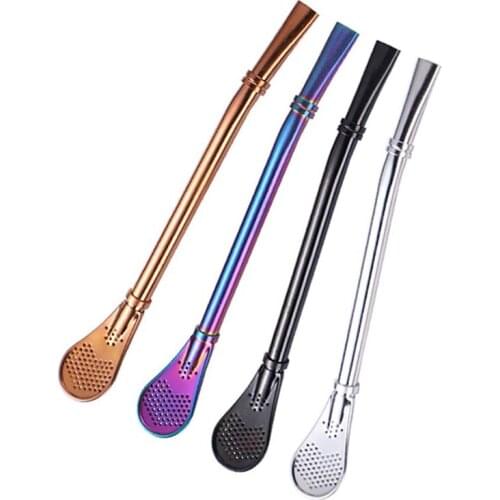 Drinking Straw Spoon Tea Filter Yerba Mate Stainless Steel Tea Straws Gourd Spoon Filter Washable Reusable Tea Tool Accessories