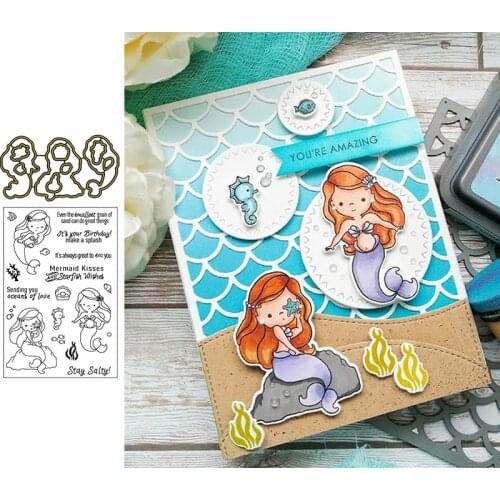 Mermaid Clear Stamps & Metal Cutting Dies for Scrapbooking and Card Making Paper Craft 2019 New die cuts