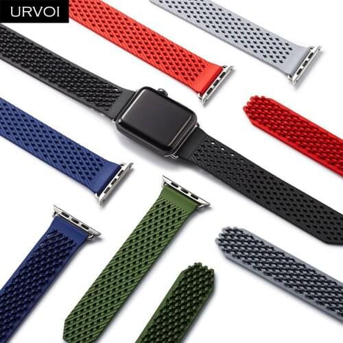 URVOI fluoroelastomer band for apple watch series 6 SE 5 4 3 2 strap for iWatch Soft Silicone Replacement sport band no buckle