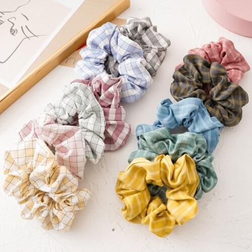 Brandy Quality Scrunchie Elastic Hair Bands For Women Girls Plaid Hair Rope Rubber Band Cotton Hair Accessories Ring
