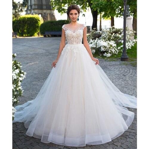 Gorgeous Lace Princess Wedding Dress 2021 Ball Gown Elegant Beading Appliques Bridal Vintage Bride Gowns Vestido De Noiva