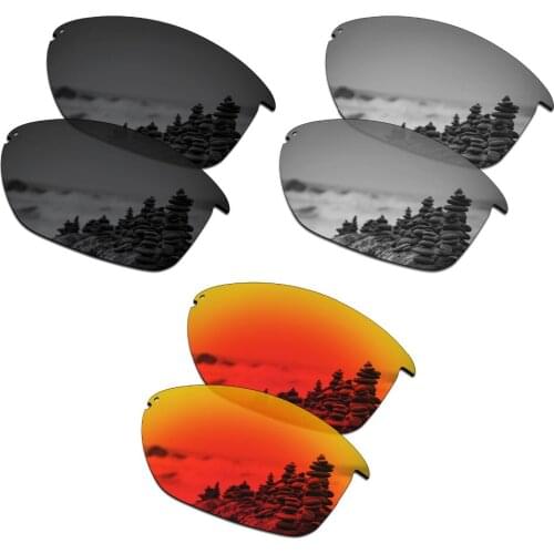 SmartVLT 3 Pairs Polarized Sunglasses Replacement Lenses for Oakley Unstoppable Stealth Black and Silver Titanium and Fire Red