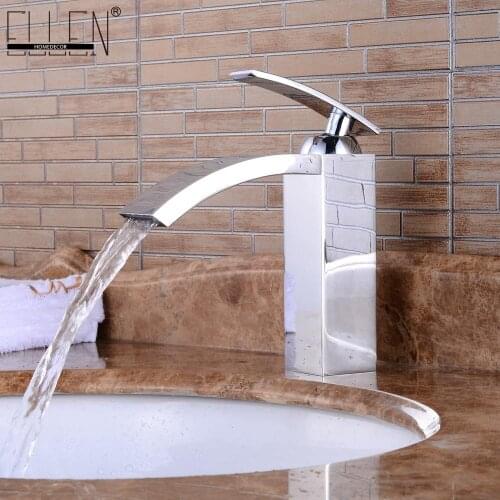 Vidric Deck Mounted Bathroom Basin Sink Faucet Hot and Cold Water Mixer Square Sink Tap Chrome Finished Copper