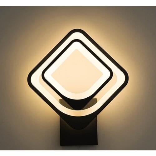 Led Wall Lamps for Bedroom living room square white black body 27W AC90-260V Indoor Led Rotatable Wall Lamp with 3 light color