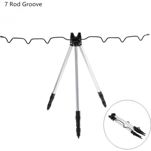 High quality Aluminum Alloy Telescopic 7 Groove Fishing Rod Holder Collapsible Tripod Stand Sea Fishing Pole Bracket