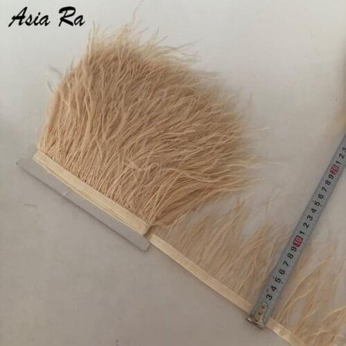 High quality fluffy ostrich feather trimming cloth sideband 10meter long DIY clothing accessories decorative accessories 13-15cm