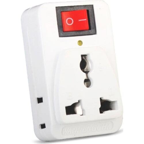 White copper 250v 10/6A US universal adaptor socket Portable outlet extend converter plug socket with on off light switch