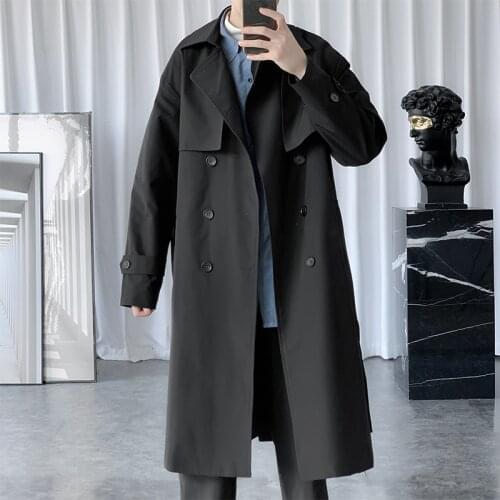 Windbreaker mens spring and autumn 2021 spring and autumn mens sense coat mens high-end mid-length coat men men jacket
