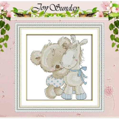 Bear and donkey counted Cross Stitch 11CT 14CT Cross Stitch Set Wholesale DIY artoon Cross-stitch Kit Embroidery Needlework