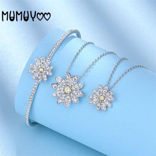 High quality 2020 new swa yellow daisy female necklace small daisy flower shape necklace bracelet set jewelry