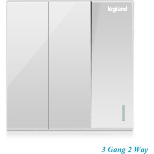 High Quality Simple Classic Magnolia White 86type Large Panel Wall Switch With Fluorescence 3 Gang Double Control Switch