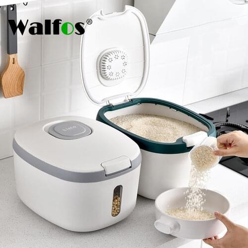 Walfos 5L/10L Rice Bucket Cylinder Grain Pet Food Storage Container BPA Free Kitchen Nano Bucket Insect-proof Moisture-proof