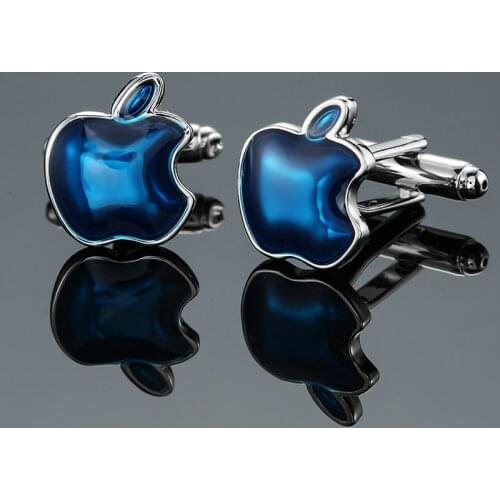 Summer new high quality brass enamel blue apple Cufflinks fashion mens French shirt Cufflinks