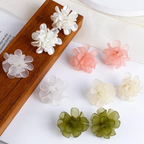 AENSOA Fashion Korean Resin Flower Drop Earrings For Women 2020 Elegant Floral Resin Earrings Party Jewelry Gift