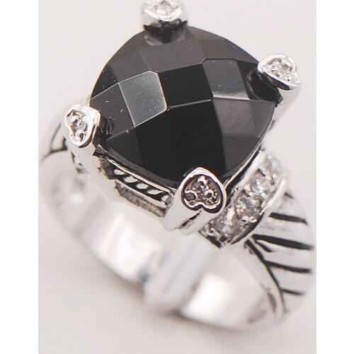 Black Onyx Women 925 Sterling Silver Ring F715 Size 6 7 8 9 10