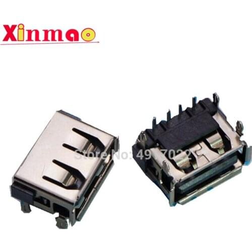 10pcs Laptop 2.0 USB Connector Jack Sockect Commonly Used 90 degree AF Type 4 DIP Foot USB JACK female length=10MM Harpoon Feet