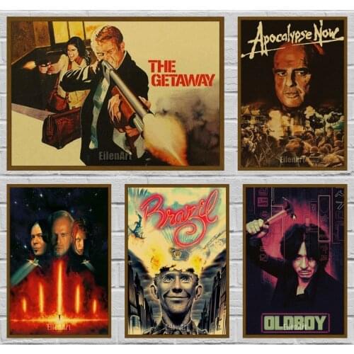 16 Styles Vintage Kraft Paper Poster Classic Old Movie Collection Retro Posters and Prints War Art Decor Cafe House 42X30cm