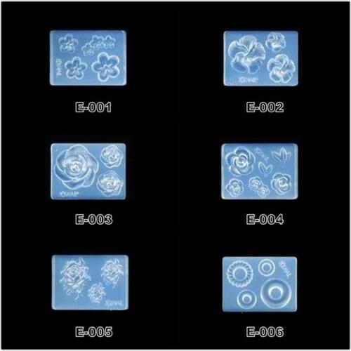 3D Carving Silicone Mold Nail Stamping Camellia/Shell/Bow Tie Pattern DIY UV Gel Acrylic Crystal Nails Template