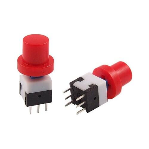 6 Pin DIP PCB Red Cap Tact Tactile Push Button Switch Lock 8 x 8mm x 17mm