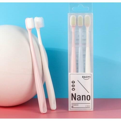 9PCS/Set Nano Soft Bristles Toothbrush Adult SiliconeToothbrush Gum Massage Candy Color Dental Care Family Pack