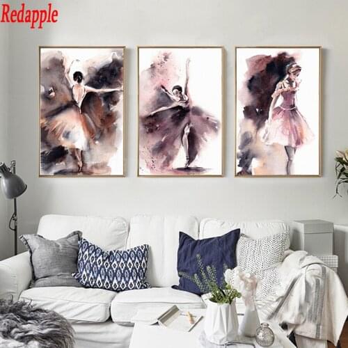Abstract Watercolor Wall Art diamond Painting Dancing Girl Pictures hobby home Decor For Living Room Ballet girl 3pcs sets icons