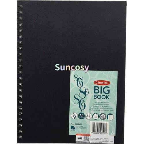 Derwent Sketch Book, Big Book Drawing Pad, A4, 8.27 x 11.69 Inches Sheet Size,Wirebound, Hard Covers, 86 Sheets (2301607)