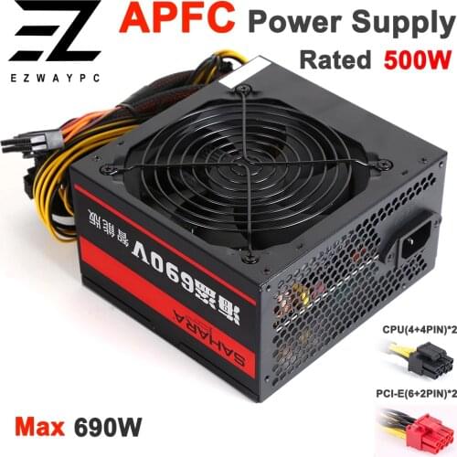 PC Power Supply 12V Mining PSU Real 500W For ATX Gaming Computer Supply 24 Pin PCI SATA Ethereum Miner Ethereum Server PSU
