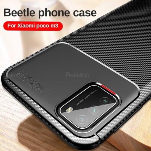 Poco m3 cases silicone slim carbon fiber cover for xiaomi poco m3 case pocophone 3 m 3 pocom3 back shockproof bumper phone cover