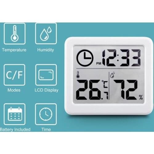 Moisture Meter Digital Hygrometer Electronic Time Temperature Humidity Meters Gauge Backlight Humidity Meter Hygrometer