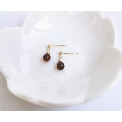 DAIMI Faceted Water Drop Red Garnet Earrings Female Genuine Gemstones 14k Gold Filled Red Gem Earrings Custom