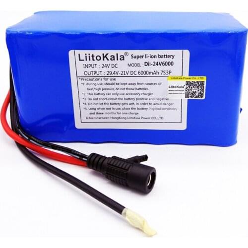 HK LiitoKala 24V 6Ah 7S3P 18650 Lithium Ion Battery 29.4V 6000mAh For Electric Bicycle