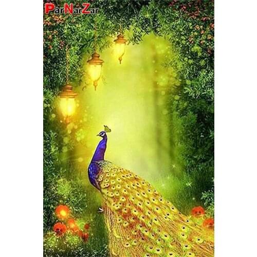 ParNarZar 5D DIY Diamond Painting Kits -The Peacock Under The Tree- Mosaic Embroidery Art for Home Wall Decorations