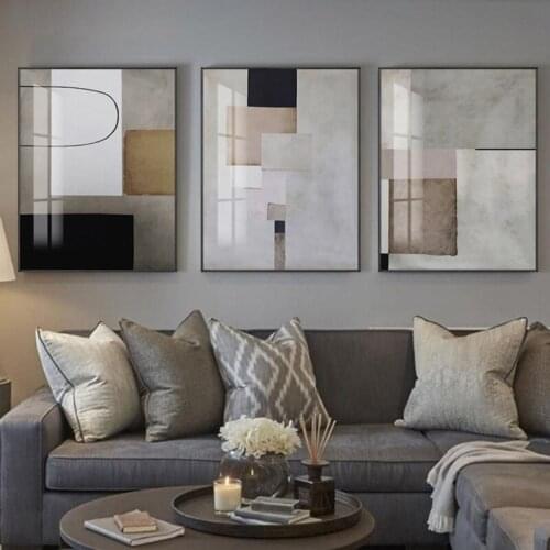 Minimalist Style Abstraction Geometric Color Block Black Line Canvas Nordic Painting Wall Picture Poster Living Room Decoration