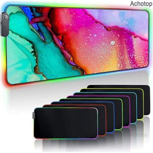 Marble RGB Mouse Pad Gaming Accessories Table Keyboard Desk Mat Strata Liquid Gamer Mat LED Light 900x400 Carpet CSGO Mousepad