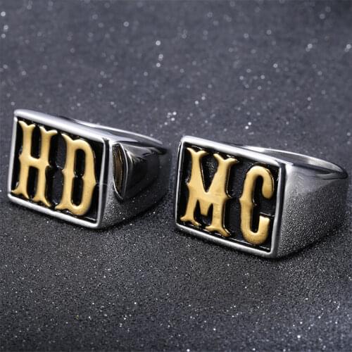Mens Letter Ring Fashion Personality Punk Motorcycle Stainless Steel Jewelry Biker Accessories Boyfriend Gift Wholesale