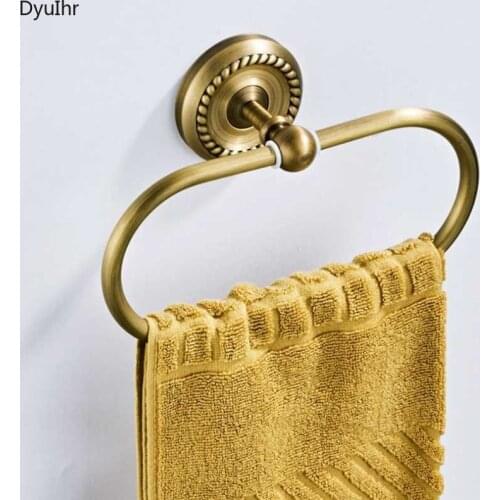 Black Towel Ring Brass Wall Mounted Bronze Bathroom Towel Holder Antique Round Bath Towel Holder for Kitchen Bathroom Hardware