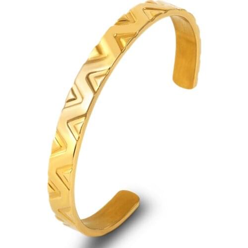 2021 New Classic V Design Cuff Bracelets For Women Men Black Bangles Stainless Steel Gold Brand Open Bangles Bracelets Wholesale