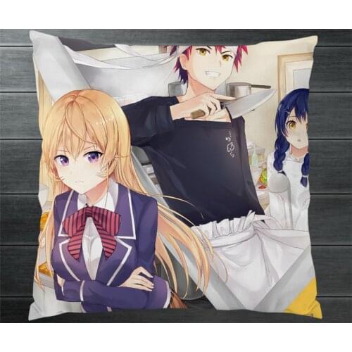 Food Wars!: Shokugeki no Soma Two Side Cartoon Pillowcase Anime Pillow Cushion Case Cover Yukihira souma Nakiri erina Cosplay P8