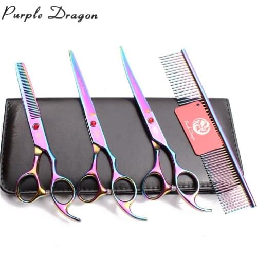 Professional Pet Scissors Purple Dragon 7" JP Stainless Straight Shears Thinning Shears 3003# Dog Grooming Scissors Animal Shear