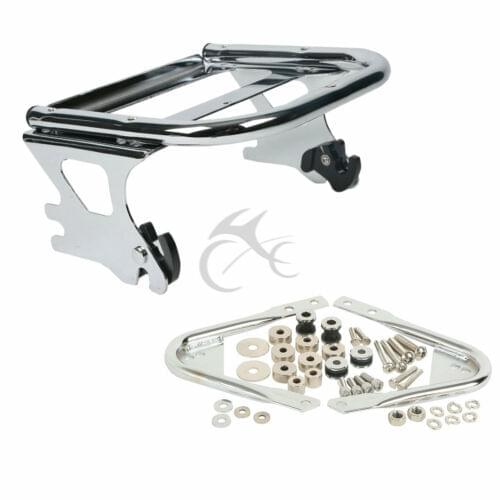 Motorcycle Detachable Two Up Luggage Rack W/ Docking Kit For Harley Touring Tour Pack 1997-2008 black/chrome