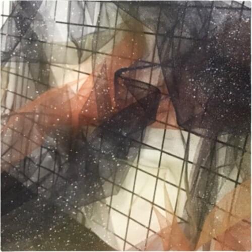 Width 59'' Orange Blue Gradual Change Star Sky Gilding Perspective Screen Fabric By The Half Yard For Creative Clothing Material