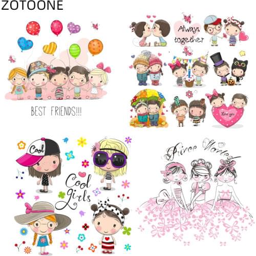 Lovely Boys Girls Patches Heat Transfers for Clothing T-shirt Iron on Heart Couple Stickers for Kids DIY Patch Vinyl Applique D