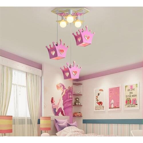 Modern Childrens Room Crown Decor Ceiling Lights Bedroom Girl Princess Room Cartoon LED Lighting Kid Model Room Ceiling Lamps