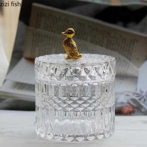 Glass Jars and Lids Golden Animal Statue Decorative Candle Holders Aromatherapy Candle Can Dressing Table Cosmetic Containers