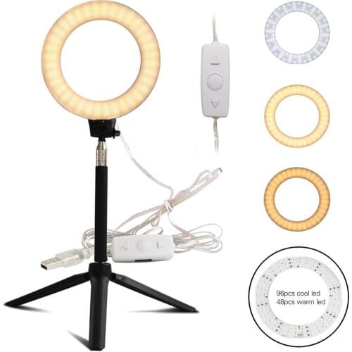 Photography LED Selfie Ring Light Dimmable Photo Studio Light with USB Plug Lamp&Tripod Stand For Makeup Youtube Video Live